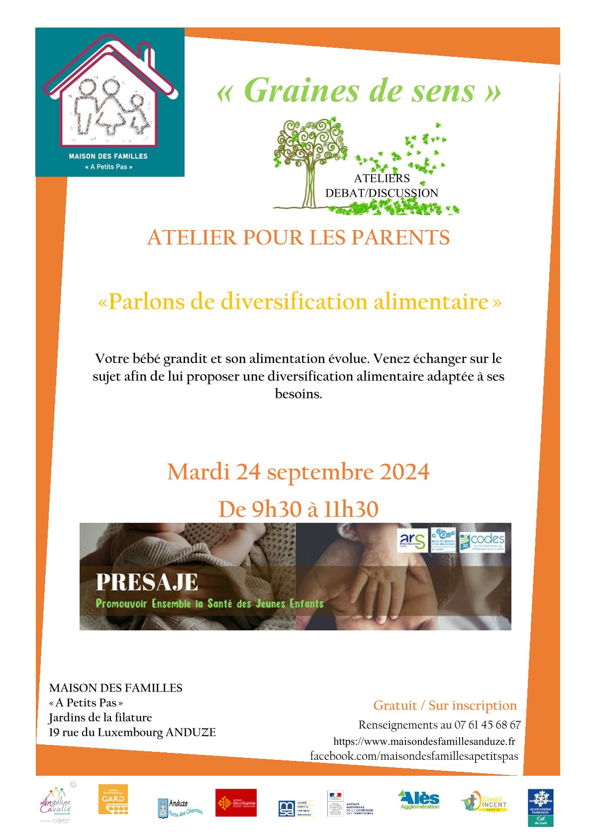 Atelier pour les Parents "Diversification alimentaire" animé par PRESAJE