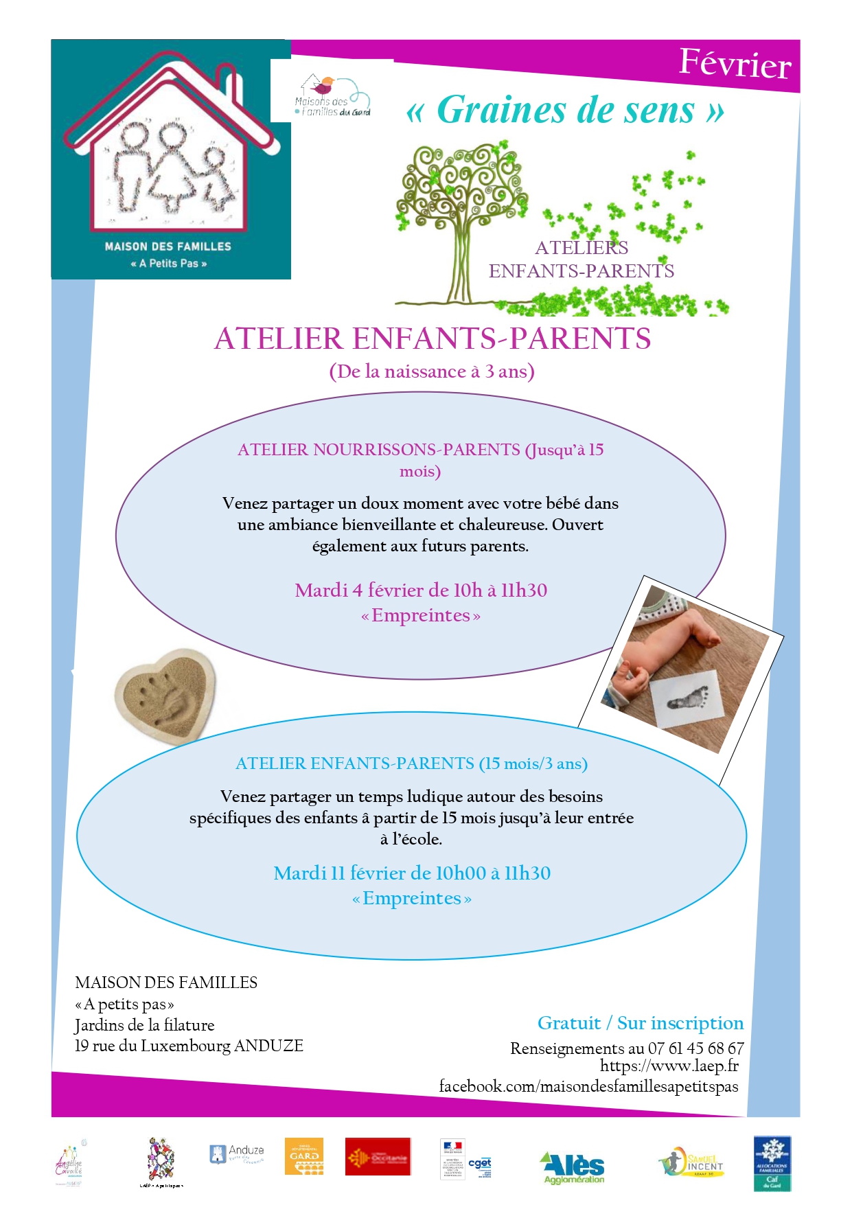 Atelier Nourrissons/Parents ( jusqu'à 15 mois) " Empreintes"