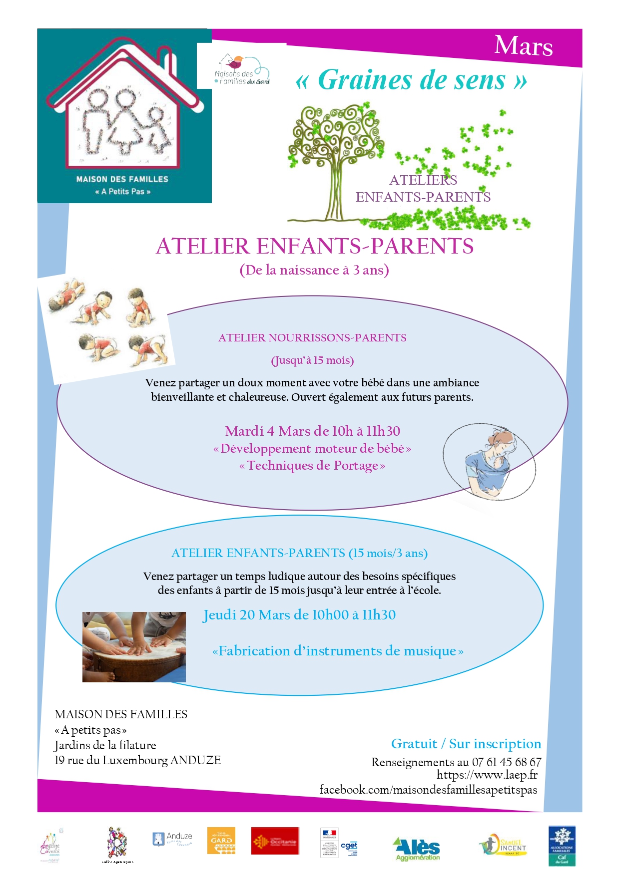 Atelier Enfants/Parents (15 mois/3 ans) «Fabrication d’instruments de musique »